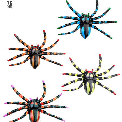 Widmann SRL Neon nep spinnen 4 stuks