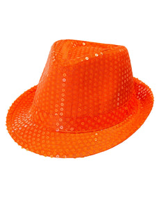 Widmann SRL Neon oranje hoed met glitters