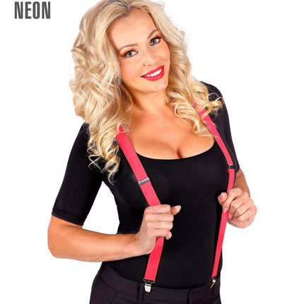 Widmann SRL Neon roze bretels verstelbaar