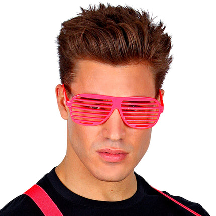 Widmann SRL Neon roze bril met luikjes