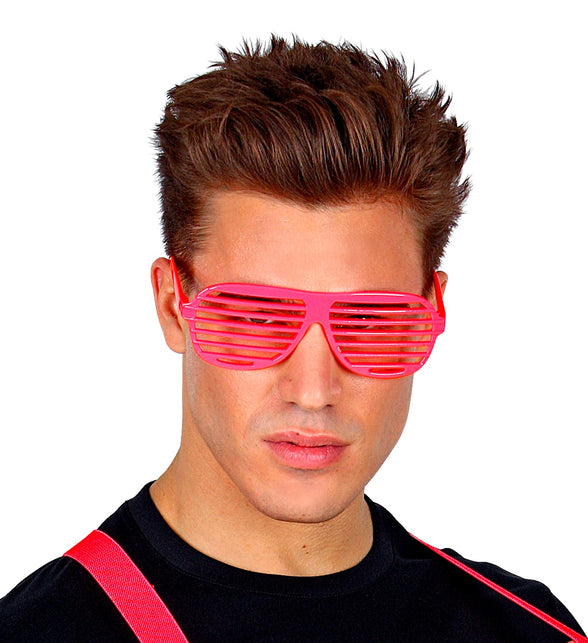Widmann SRL Neon roze bril met luikjes