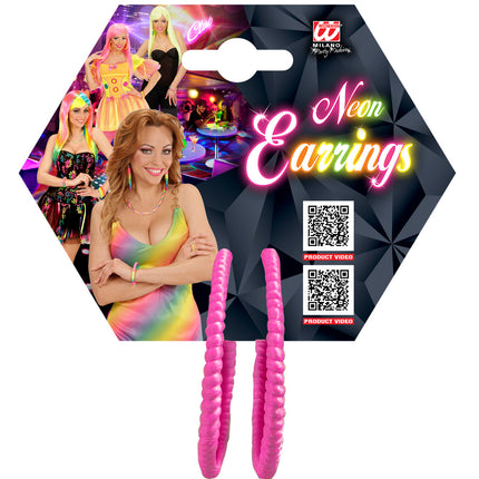 Widmann SRL Neon roze oorbellen voor