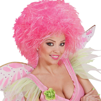 Widmann SRL Neon roze pruik Britt kort haar