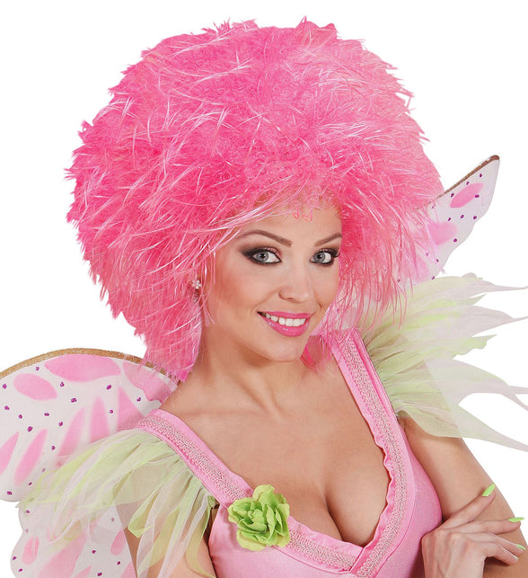 Widmann SRL Neon roze pruik Britt kort haar