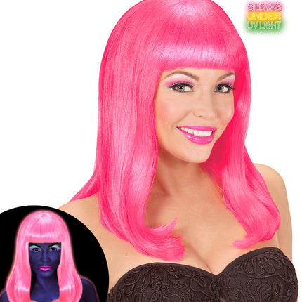 Widmann SRL Neon roze pruik  Patsy