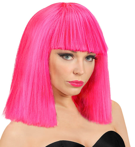 Widmann SRL Neon roze showgirl pruik