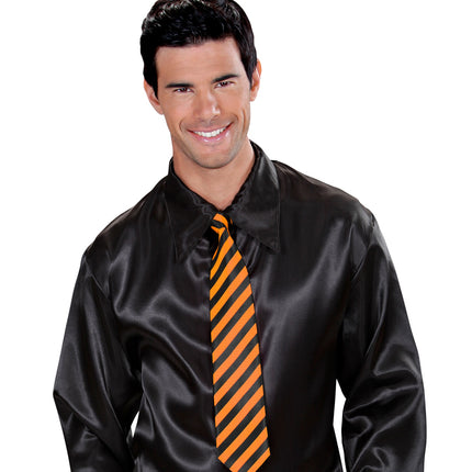 Widmann SRL Neon stropdas oranje zwart gestreept