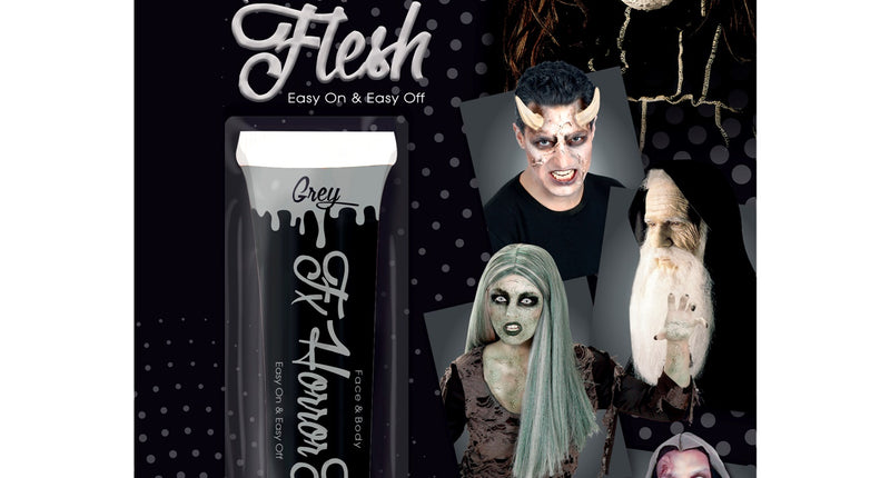 Widmann SRL Nep huid zwart grijs latex heks zombie