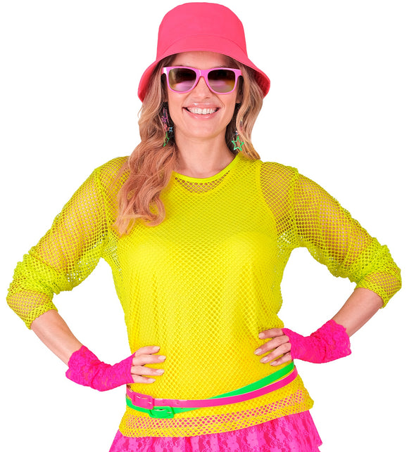 Widmann SRL Net shirt lang neon geel