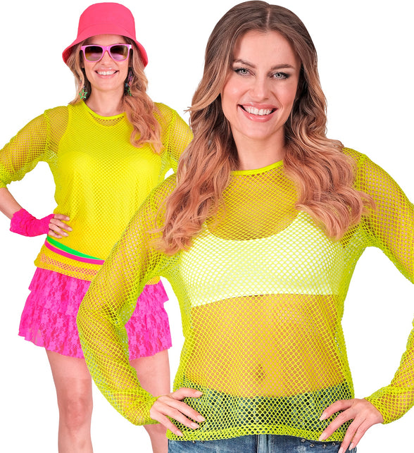 Widmann SRL Net shirt lang neon geel