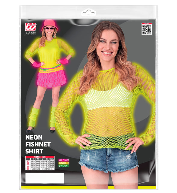Widmann SRL Net shirt lang neon geel