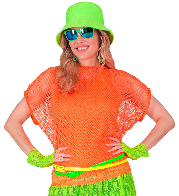 Widmann SRL Net shirt lang neon oranje