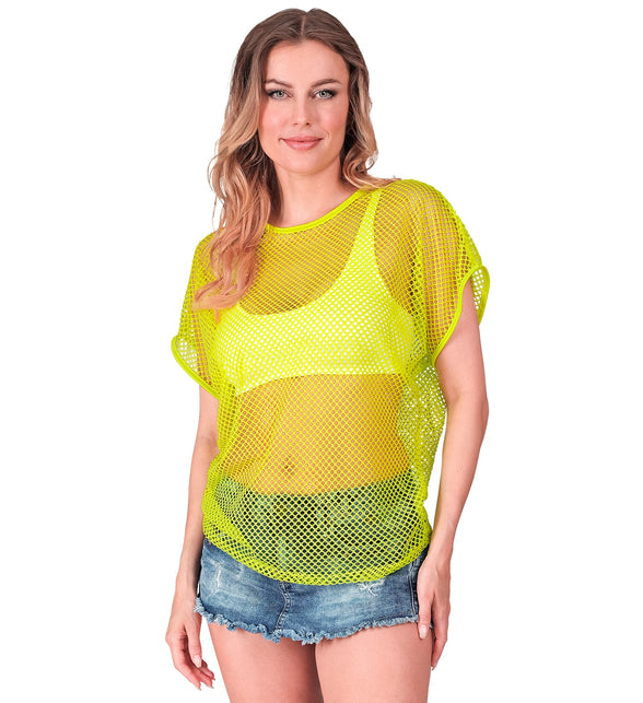 Widmann SRL Net t-shirt neon geel