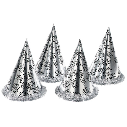 Widmann SRL Nieuwjaar punthoed zilver Happy New Year