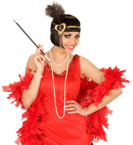 Widmann SRL Nieuwjaars haarbandje zwart met veertje