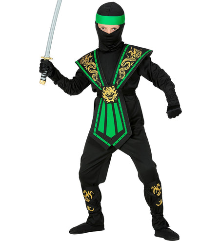 Widmann SRL Ninja pak kinderen Kombat groen