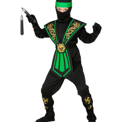 Widmann SRL Ninja pak kinderen Kombat groen