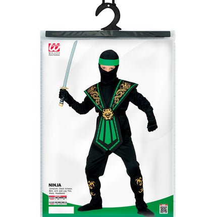 Widmann SRL Ninja pak kinderen Kombat groen