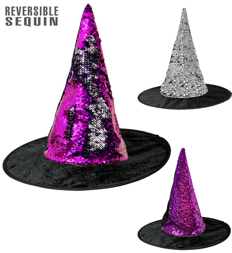 Widmann SRL Omkeerbare heksenhoed paars/zilver
