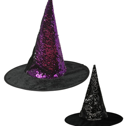 Widmann SRL Omkeerbare heksenhoed paars/zilver