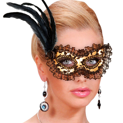 Widmann SRL Oogmasker met kant en veren