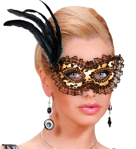 Widmann SRL Oogmasker met kant en veren