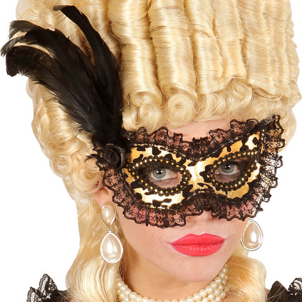 Widmann SRL Oogmasker met kant en veren