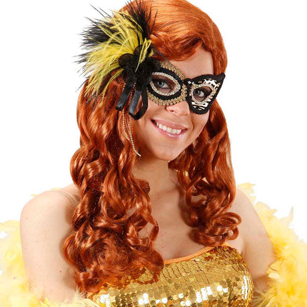 Widmann SRL Oogmasker tijger met veren