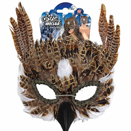 Widmann SRL Oogmasker uil met veren
