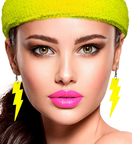 Widmann SRL Oorbellen jaren 80 bliksem neon geel