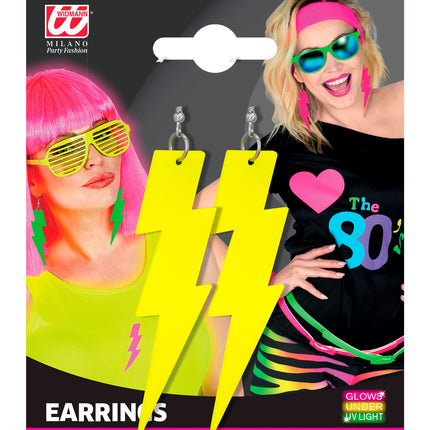 Widmann SRL Oorbellen jaren 80 bliksem neon geel