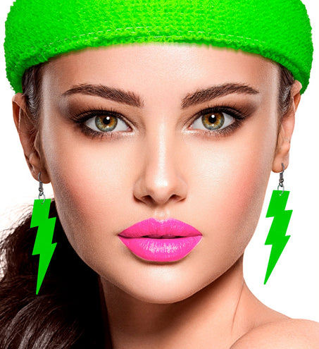 Widmann SRL Oorbellen jaren 80 bliksem  neon groen