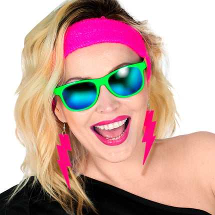 Widmann SRL Oorbellen jaren 80 bliksem neon roze