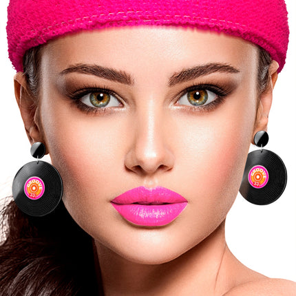 Widmann SRL Oorbellen jaren 80 vinyl grammofoonplaat