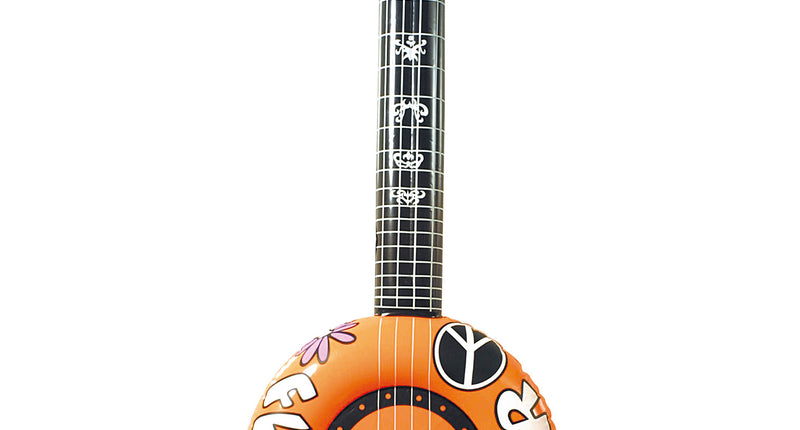 Widmann SRL Opblaasbare banjo Hippie Flower power oranje