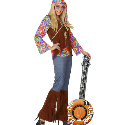 Widmann SRL Opblaasbare banjo Hippie Flower power oranje
