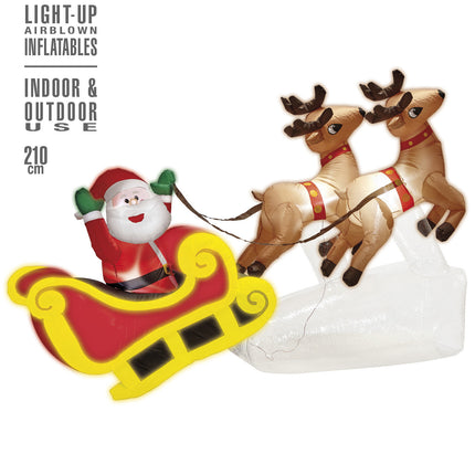 Widmann SRL Opblaasbare kerstman met rendieren 244cm