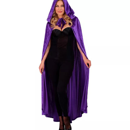 Widmann SRL Paars fluwelen cape met kap 140cm Luuk