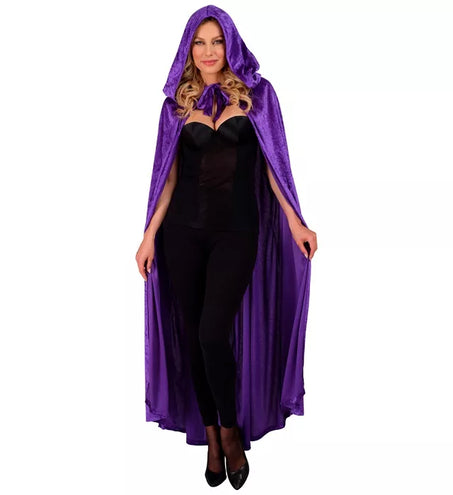 Widmann SRL Paars fluwelen cape met kap 140cm Luuk