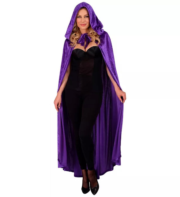 Widmann SRL Paars fluwelen cape met kap 140cm Luuk