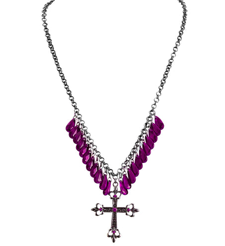 Widmann SRL Paarse gothic ketting met kruis