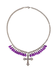 Widmann SRL Paarse gothic ketting met kruis