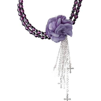 Widmann SRL Paarse gothic ketting met roos