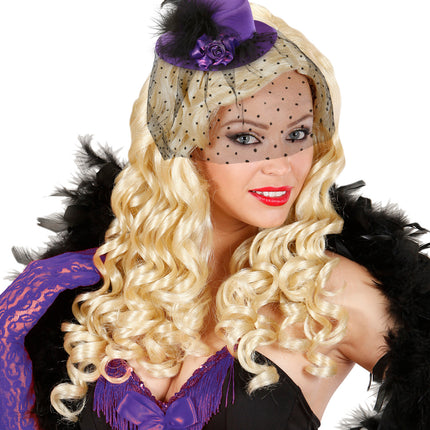 Widmann SRL Paarse mini hoed met sluier