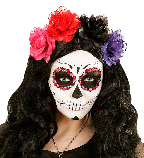 Widmann SRL Paarse roos haarclip met glitters