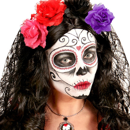 Widmann SRL Paarse roos haarclip met glitters