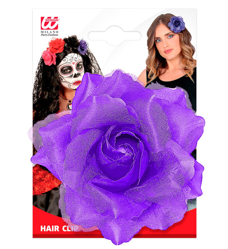 Widmann SRL Paarse roos haarclip met glitters