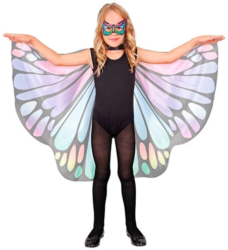 Widmann SRL Paars/roze vlindervleugels en oogmasker kostuum Olivia