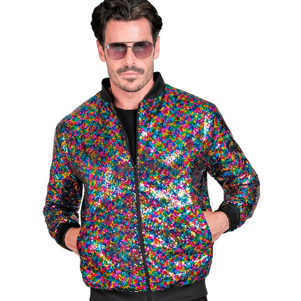 Widmann SRL Pailletten bomberjas dames meerkleurig