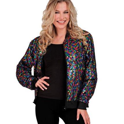 Widmann SRL Pailletten bomberjas dames meerkleurig